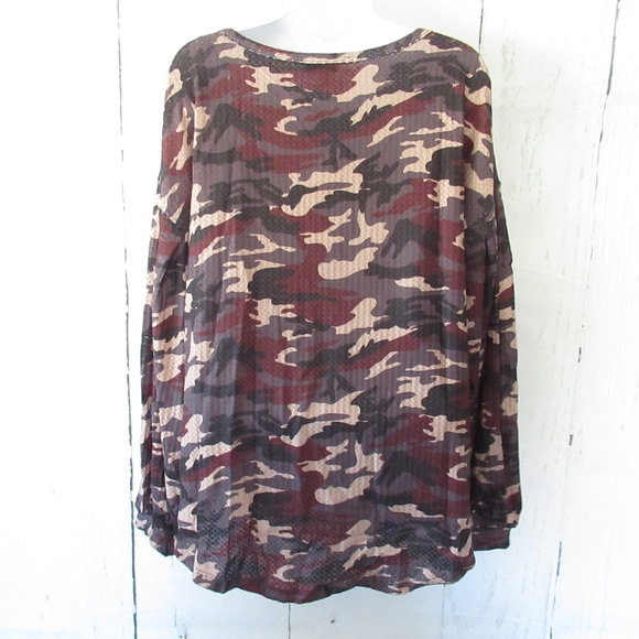 Umgee Puff Sleeve Zip Front Top with Contrast Striped Trim